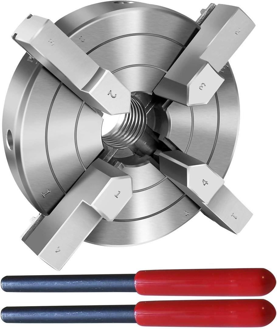 4 Inch Wood Lathe Chuck Set 4 Jaws Self-Centering Lathe Chucks Thread 1 x 8TPI Lathe Chuck for Woodturning