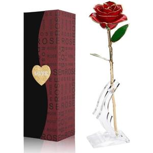 Valentines Day Gifts for Her, Real Rose Dipped in 24K Gold, Preserved Rose Flower, Golden Dipped Rose for Valentine's Day, Mothers Day, Wedding