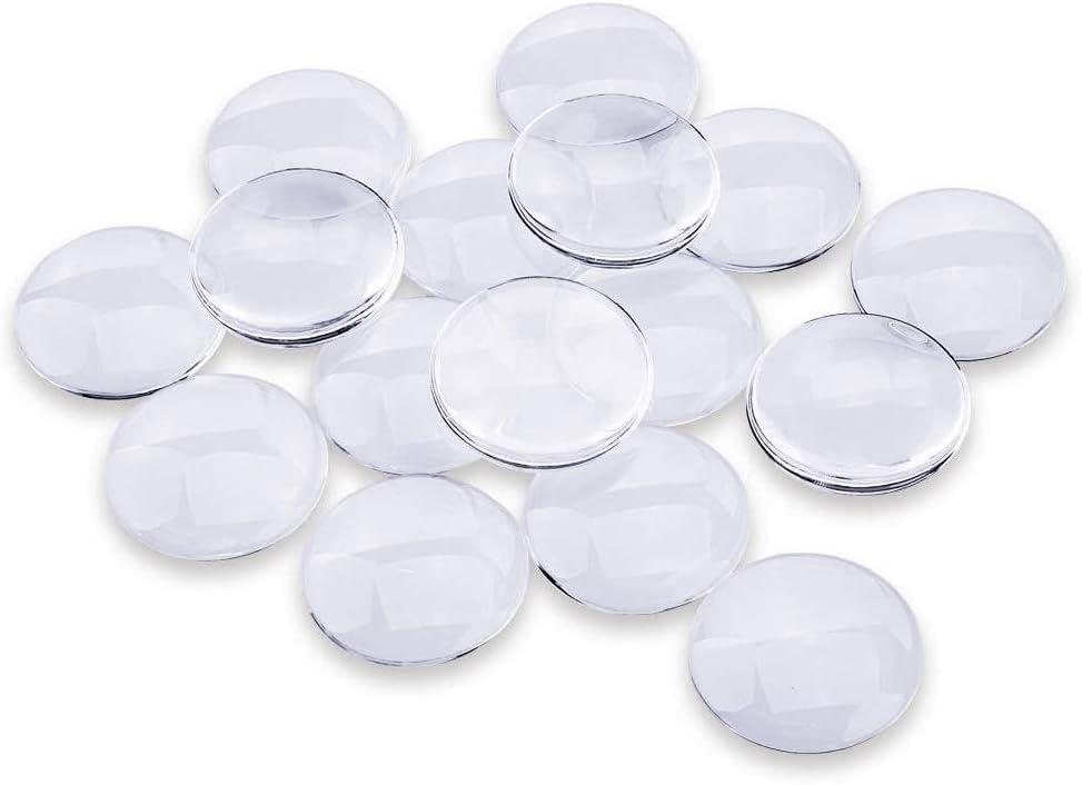 20PCS Transparent Glass Cabochons, Clear Glass Dome Tile Cabochon Half Round Flat Clear 1.57 Inch Non-calibrated Round for Photo Pendant Making DIY Decor Souvenir Gift
