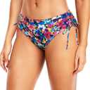 Daci Women's Side Tie Mid Rise Bikini Bottom, Colorful Floral, X-Small