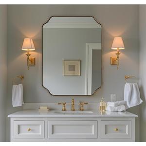 ANDY STAR Brushed Gold Mirror, 24"x32" Bathroom Vanity Mirror, Unique Rectangular Bathroom Mirror with Stainless Steel Metal Framed, Wall Mounted Decorative Mirror (Horizontal/Vertical)