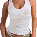SUUKSESS Women Cotton Ribbed Summer Casual Tops Padded Loose Fit Tank Tops (White)