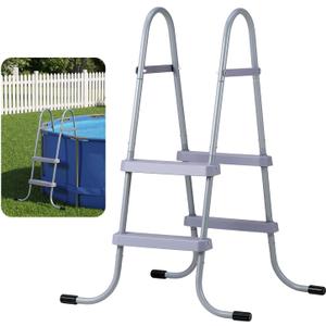 VEVOR Above Ground Pool Ladder, 2-Step Steel A-Frame Swimming Pool Stairs for 33 in High Wall, 300 lbs Capacity Entry/Exit Steps with Secure Non-Slip Sturdy Wide Step, Easy Setup Outdoor, Gray