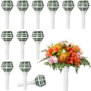 12 Pcs Flower Bouquet Holders, Wedding Bridal Bouquet Handle Holders, Round Foam Top, Lightweight Design, Ideal for Artificial Flowers, Floral Arrangements