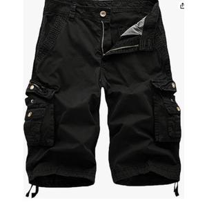 FOURSTEEDS Men's Cotton Loose Hiking Multi-Pockets Twill Bermuda Drawstring, Size 18