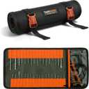 Tool Roll Bag, Black with Orange Buckles, Portable Tool Organizer