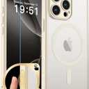 Magnetic for iPhone 16 Pro Max Case, Upgraded [Camera Control Button] [Full Camera Protection] [with 1 Screen Protector] Translucent Matte Shockproof Protective Phone Cover, Creamy White