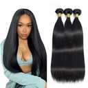 Straight Human Hair Bundles Natural Black Bundles Human Hair Straight 150g Color #1B Bundle Unprocessed Virgin Bundle 14 16 18 Inch