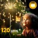 GIGALUMI Garden Decor Outdoor Lights 120LED 2Pack, Solar Garden Lights Outside Fairy Firework Decorative,Solar Powered for Yard Pathway Flowerbed Planter Balcony Patio 4th of July Decor, Warm White