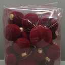 Ornaments - Velvet Flocked Decoration Balls 15 Pcs Shatterproof Red Deep Maroon Tree Hanging Decor Set, 4 6 10 cm Romantic Party Gift for Her