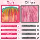 PLULON Pink Blue Yellow Bob Wig with Heart Sunglasses Hair Cap, Colorful Short Bob Wigs Synthetic Party Wigs Funny Cosplay Hairpieces for Women Neon Bachelorette Halloween Costume Party Decorations