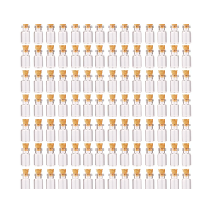 MaxMau 100pcs 1ml Small Mini Glass Bottles Jars with Cork Stoppers Tiny Vials for DIY Art Crafts Wedding Favors