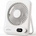 WHATOOK Small Desk Fan Personal Fans: 5000mah 25 Hours Battery Office Quiet Mini Desktop Fan Portable Rechargeable Travel Essentials (White, 2000 mAh)