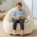 HUGHEAVEN Bean Bag Chairs for Kids, Toddler Bean Bag Chair, Comfy Cozy Reading Chair & Stuffed Toddler Floor Sofa, Soft Beanbag Chairs for Boys and Girls, Lazy Floor Seat for Gaming and Reading, Beige (Small)