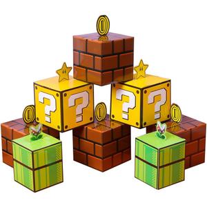 SUYEPER Super Theme Water Pipe Question Brick Treat Boxes Snack Goody Cardboard Bag Birthday Party Favors Decorations Gift Wrap Boxes (12PCS)