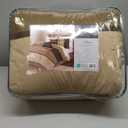 Madison Park Palisades Comforter Set Modern Faux Suede Pieced Stripe Design, All Season Down Alternative Cozy Bedding with Matching Shams, Decorative Pillows, King (104"x92"), Brown 7 Piece