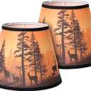 Small Lamp shades Set of 2, Deer Fabric Lampshades for Table Lamps, Floor Lamps, 7.5" Top x 11.8" Bottom x 9.5" High (Spider) Hand Crafted Replacement Lampshades,Easy Assembly Required
