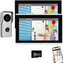 ANJIELO SMART Video Doorphone Intercom System,Wired 2 Unit 10 Inch Touch Monitor 1080P Doorbell Camera Doorphone Kit with Remote 2-Way Audio Video Unlock Record for Home Villa Apartment,32G Card