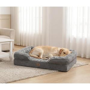 XXL Orthopedic Dog Beds Large Sized Dog - Washable Large Dog Cat Bed Waterproof, Comfort Dogs Couch Sofa with Washable Removable Cover, Pet Bed with Nonskid Bottom, 53'', Dark Grey
