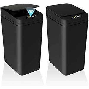 jinligogo 1Pack Bathroom Small Trash Can with Lid, 2.6 Gallon Touchless Automatic Garbage Can Slim Waterproof Motion Sensor Smart Trash Bin for Bedroom, Office, Living Room-Black