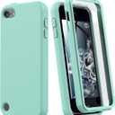Hensinple for iPod Touch 7th/6th/5th Generation Case,for iPod Touch case,Shockproof Silicone [with Built in Screen Protector] Full Body Heavy Duty Rugged Defender Cover(Green)