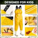 Ghosthorn Chest Waders for Kids Youth Fishing Waders Waterproof Hunting Waders with Boots Nylon Waders for Toddler Children, 14-15 Big Kid Yellow