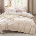 Bedsure Oat Milk Duvet Cover King Size - 3 Pieces Prewashed Cotton-Like Polyester Extra Soft Bedding Set, Includes 1 Duvet Cover 104x90 Inches with Zipper Closure & 2 Pillow Shams, No Comforter