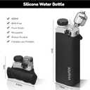 Silicon Collapsible Water Bottles with Straw-600ml Portable BPA Free
