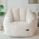 MAXYOYO Bean Bag Chair, Bean Bag Sofa with Filler, Cozy Living Room Chair for Adults and Kids, Stuffed Floor Sofa for Bedroom Dorm Reading, Beige