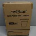 [100 Pack] 12 oz Clear Plastic Cups with Flat Slotted Lids, Disposable Drinking Party Cups for Iced Cold Drinks Coffee Tea Smoothie Bubble Boba