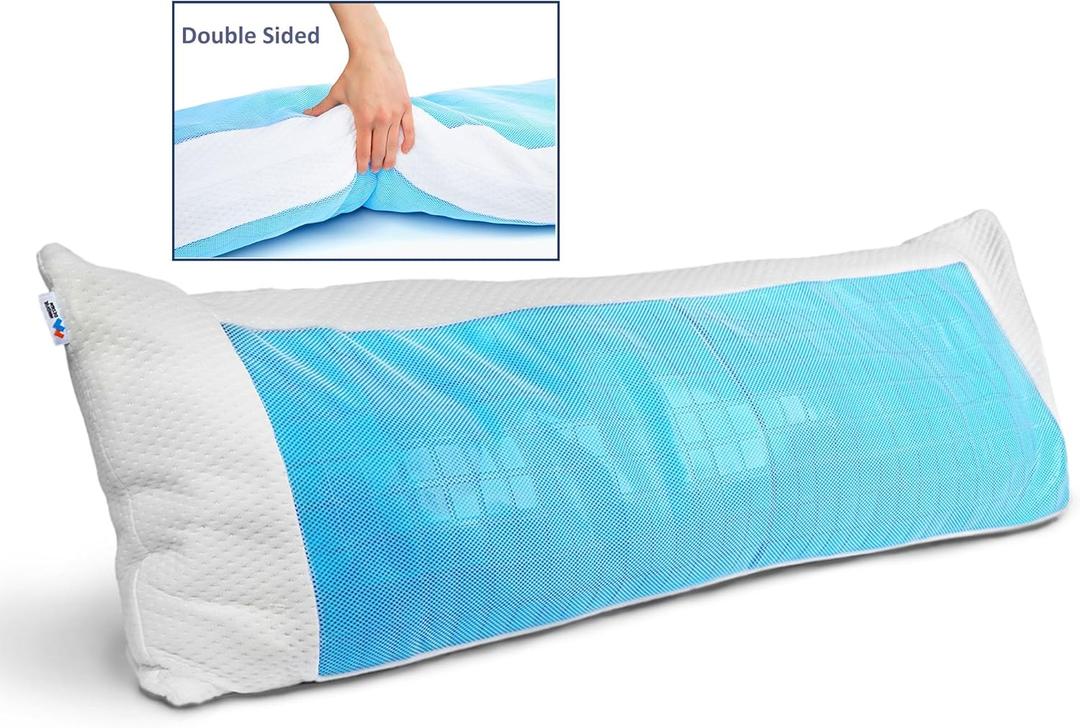 Mindful Design Cooling Memory Foam Body Pillow - Extra Firm Full Shredded Memory Foam Body Pillow w/Cooling Gel, Support and Comfort for Stomach and Side Sleepers