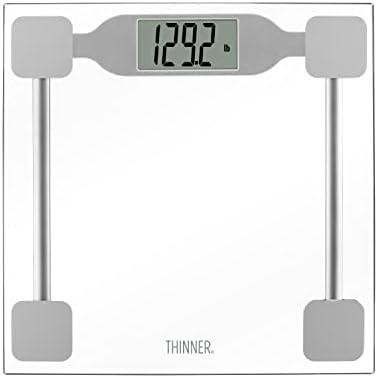 Thinner by Taylor Scale for Body Weight, Digital Bathroom Scale in Clear Tempered Glass