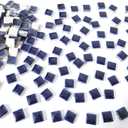 200 Pieces Square Mosaic Tiles for Crafts Bulk, Ceramic Mosaic Pieces 16 Colors Ceramic Mosaic Tile, 12mm Stained Mosaic Ceramic Tiles for Mosaic Projects Home Decor - Dark Blue Mosaic Tiles