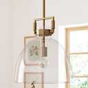 Nathan James Leigh Pendant Lighting, Hanging Ceiling Light with Oversized Glass Shade and Adjustable Cord, for Kitchen Island or Entryway, Vintage Brass/Clear