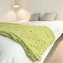 Chunky Knit Blanket Throw 40"40", Chenille Throw Blankets, Handmade Warm & Cozy Blanket Couch Bed Home Decor, Soft Breathable Fleece Banket, Christmas for Couch Bed Sofa Best Gift (Green)
