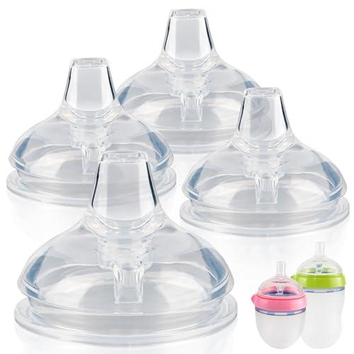 Sippy Spout Nipples for Comotomo Baby Bottles,100% Soft Silicone Sippy Cup Nipples,Variable Flow Conversion Nipple,6+ Months,4 Count