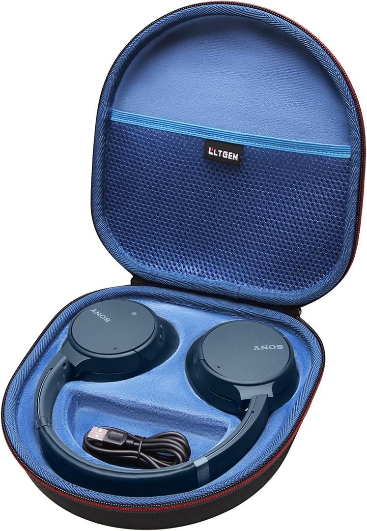 LTGEM Case Compatible with Sony WH-CH720N / WH-CH520 / WHCH710N / WH-CH510 Noise Canceling Headphones Over The Ear Headset, Black+Blue