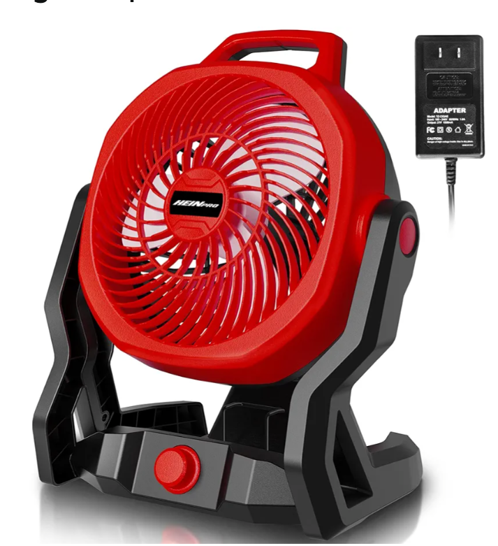 Battery Powered Fan Compatible with Milwaukee M18 18V Battery with AC Adapter (No Batteries), Up to 650 CFM,Variable Speed Battery Operated Fan,Low Noise 30dB Portable & Jobsite Camping Fans