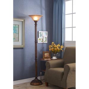 Reese Torchieren Floor Lamp with Aged Golden Bronze color with Shade