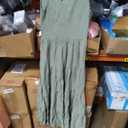 Women's 2025 Casual Loose Plain Maxi Sundress Smocked Tank Dress Sleeveless Summer Beach Tiered Long Dresses, S, Green