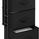 DUMOS Fabric Dresser 3 Drawer Storage Chest, Rolling Storage Tower, Black, 11.8"D x 16.7"W x 30.1"H