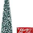 QUIENKITCH 6FT Pop Up Christmas Tree - Snowflake Tinsel Christmas Tree with Star Topper | Collapsible Tall Skinny Pencil Tree Xmas Decoration for Holiday Home Office Party