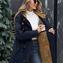 Yusongirl Parka Jacket Women Waterproof Fleece Lined Hooded Warm Winter Coat with Pockets for Daily Commute & Outdoor (Navy Blue,Medium)