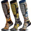 Hylaea Merino Wool Ski Socks - Cold Weather Thermal Knee-high Warm Socks for Snowboarding, Snow, Winter, Hunting, Outdoor Sports, Camo Large