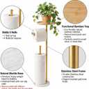 Standing Toilet Paper Holder Gold with 7.9" Big Tray, 2.2Lbs Heavier Marble Base, Freestanding Paper Holder Stand with Phone Shelf, Holds 5 Paper Rolls (Gold)