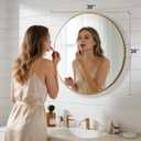 NEWBULIG 30 Inch Round Wall Mirror, Bathroom Mirror for Over Sink, Matte Metal Framed Circle Vanity Mirror, Wall Decor for Bedroom, Entryway, Anti-Rust, Tempered Glass, Hanging or Leaning, Gold