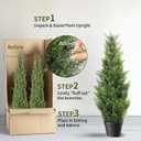 3FT Artificial Cedar Topiary Trees 2 Set, Realistic Fake Cypress Tree Tall Faux Pine Shrubs Plants Artificial Cypress Trees for Home Offices Porch Decor
