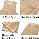 Mens 2-Piece Linen Summer Suit - Beach Wedding Guest Outfit with Vest and Shorts Set (XXL)