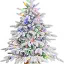 Prelit Flocked Christmas Tree, Artificial Small Christmas Tree with Led Lights, Frosted LED Xmas Tree with Snow (3FT-Lights)