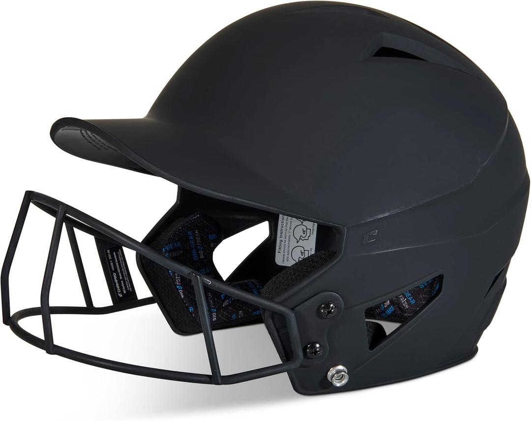 CHAMPRO HX Rise Fastpitch Batting Helmet with Facemask (Large, Black)